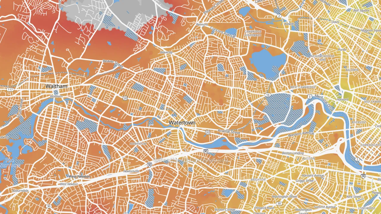 Transit Grade map of Watertown Town, MA