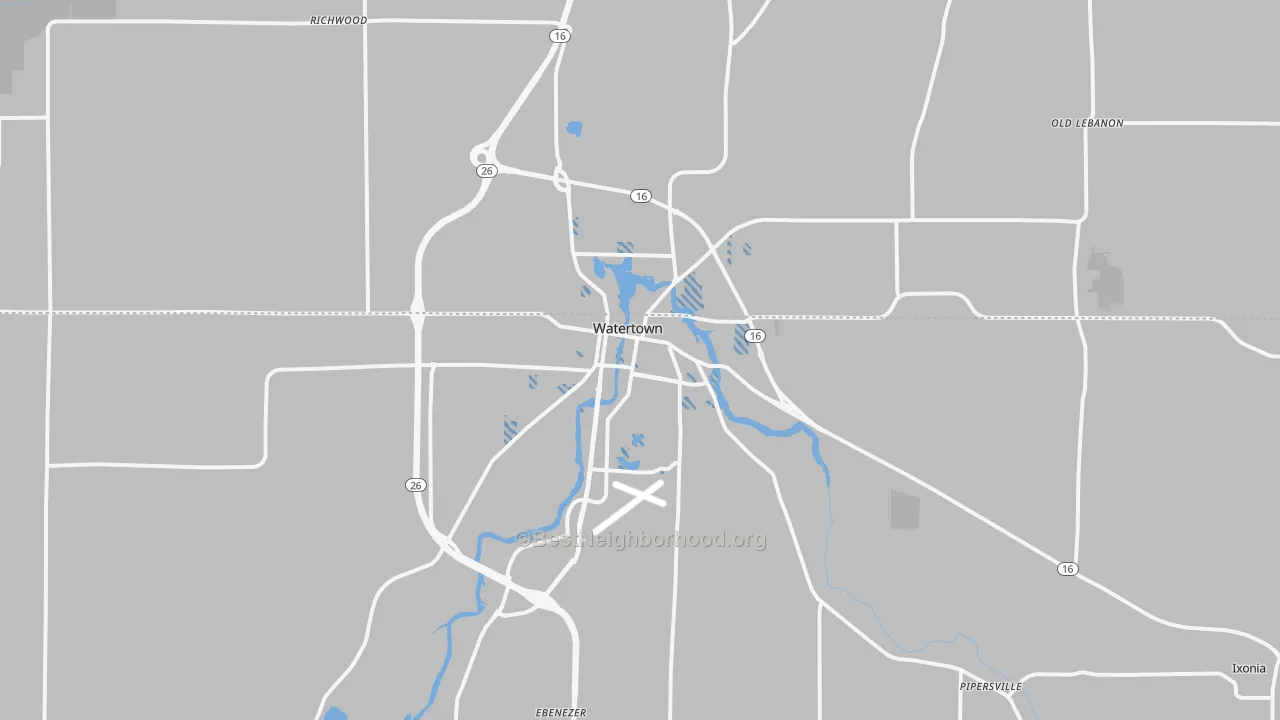 Transit Grade map of Watertown, WI
