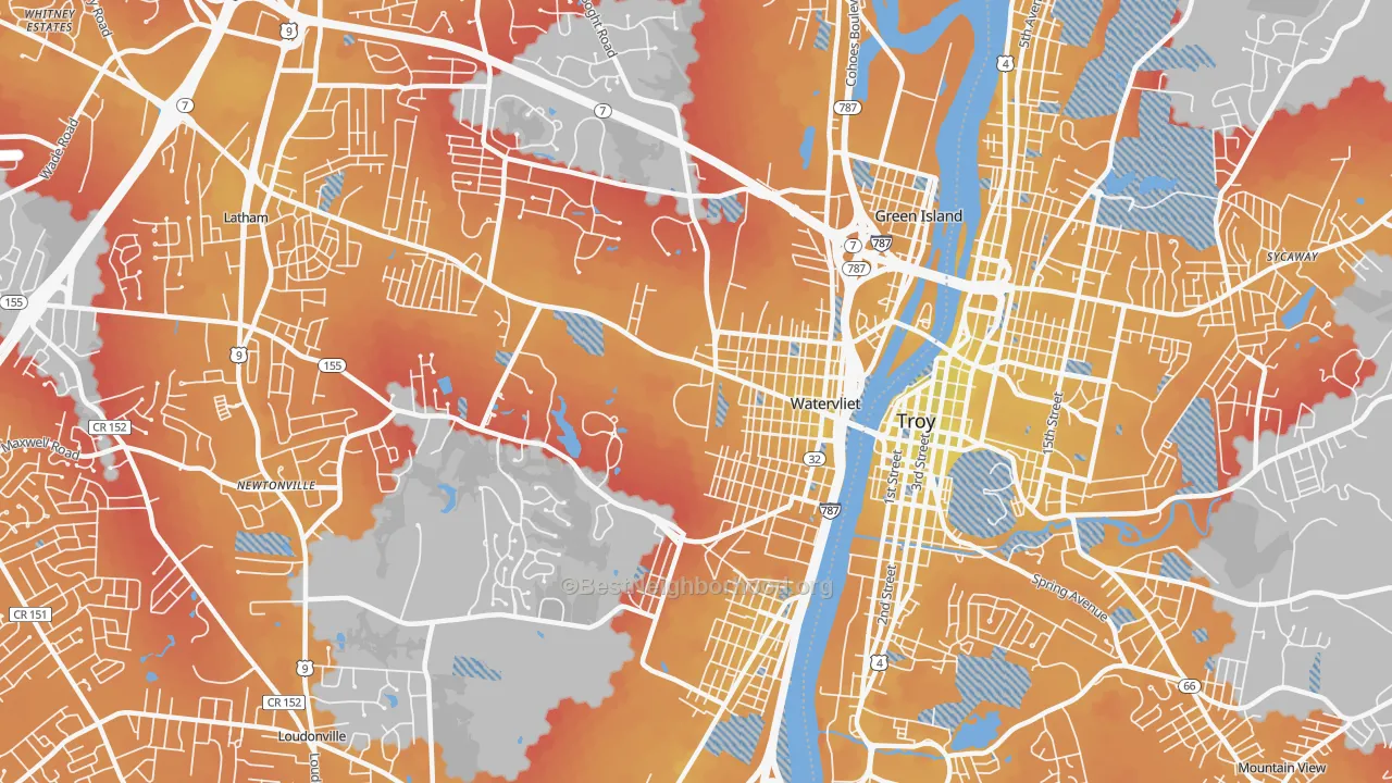 Transit Grade map of Watervliet, NY