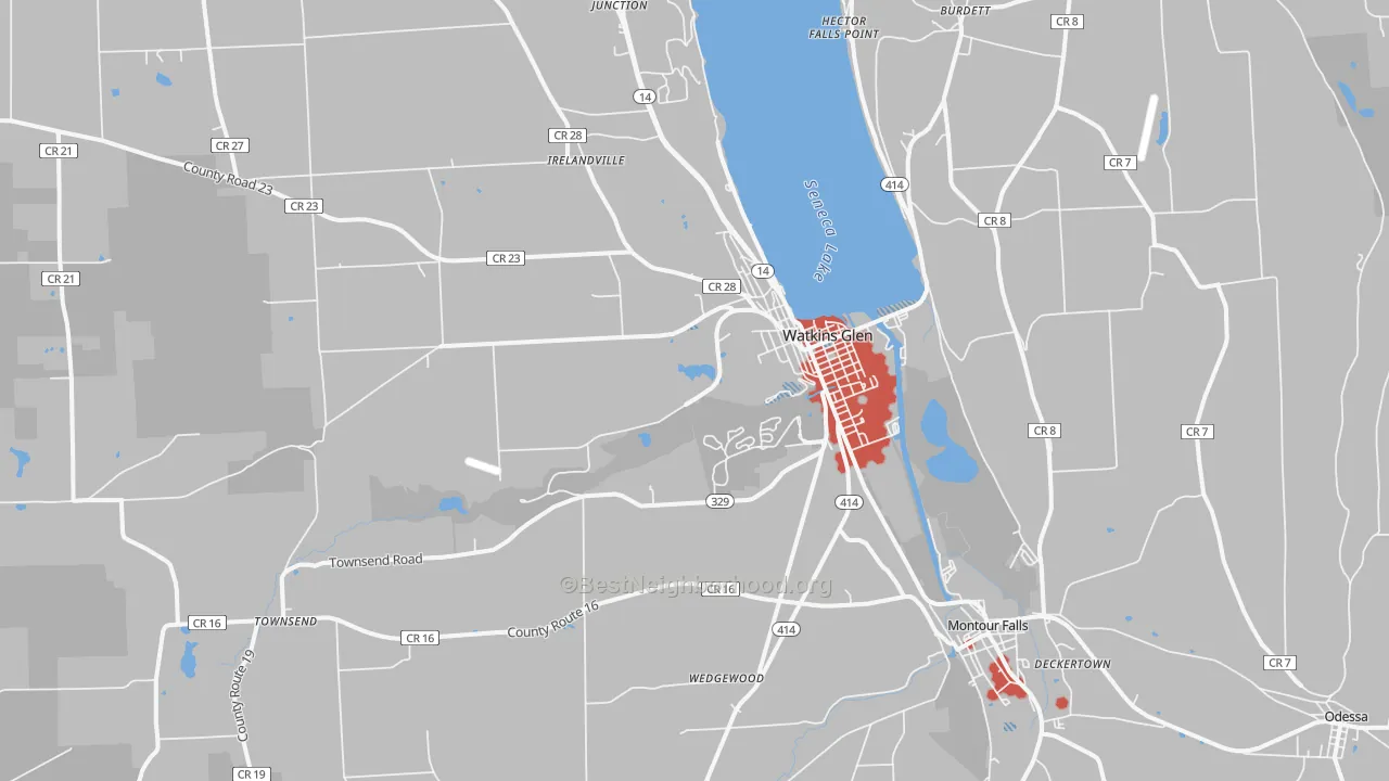 Transit Grade map of Watkins Glen, NY