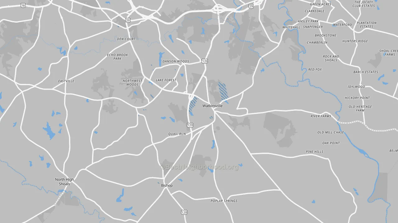 Transit Grade map of Watkinsville, GA
