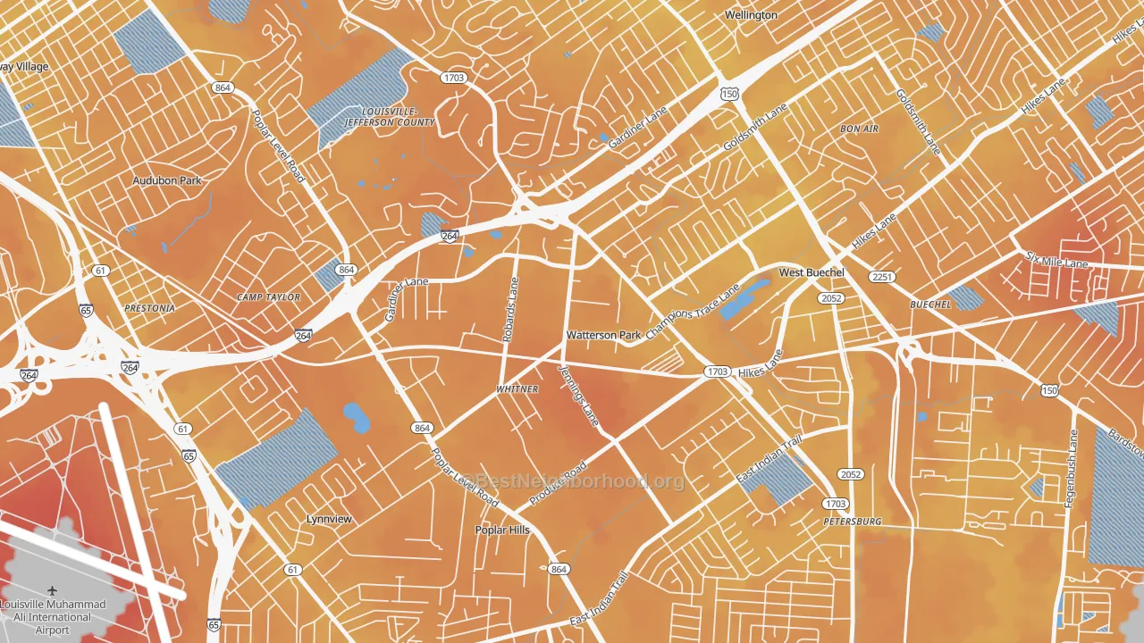 Transit Grade map of Watterson Park, KY