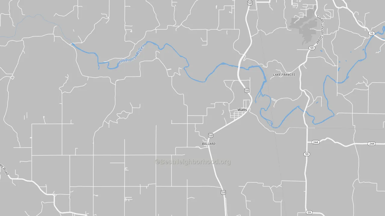 Transit Grade map of Watts, OK