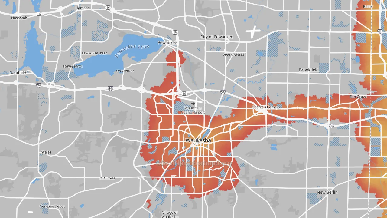 Transit Grade map of Waukesha County, WI