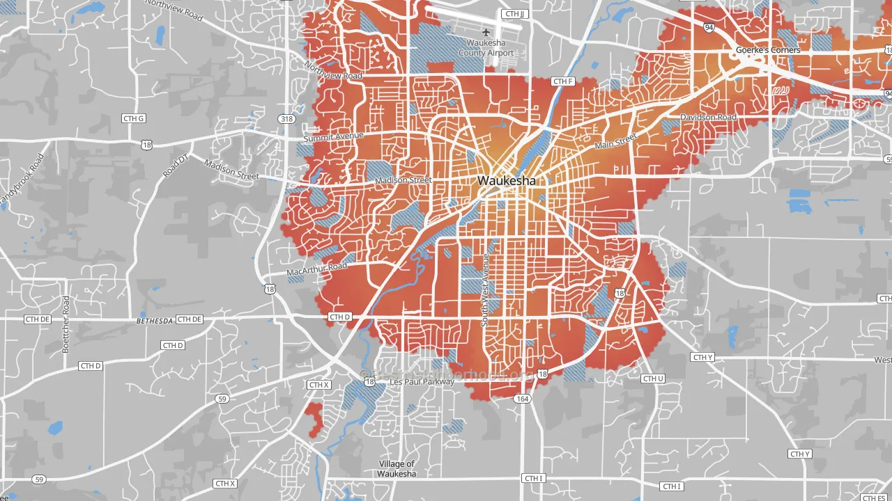Transit Grade map of Waukesha, WI