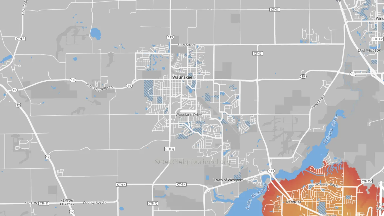 Transit Grade map of Waunakee, WI