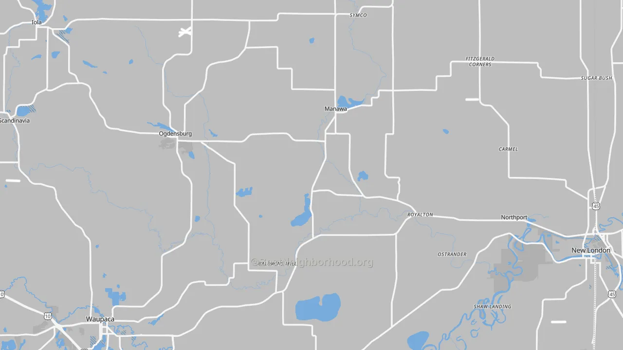 Transit Grade map of Waupaca County, WI