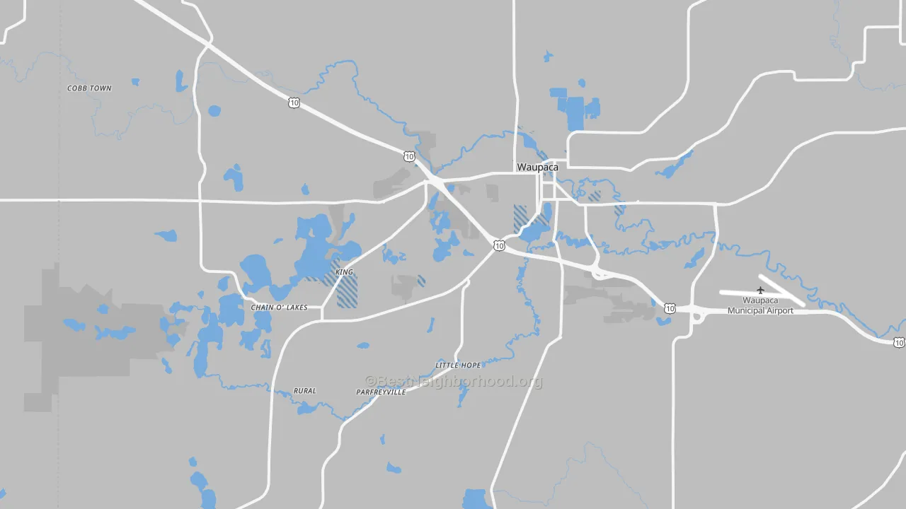 Transit Grade map of Waupaca, WI