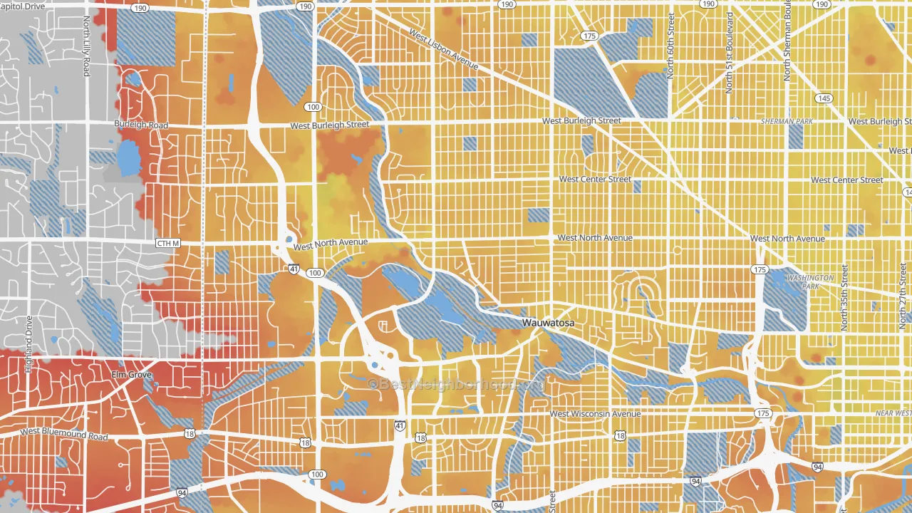 Transit Grade map of Wauwatosa, WI