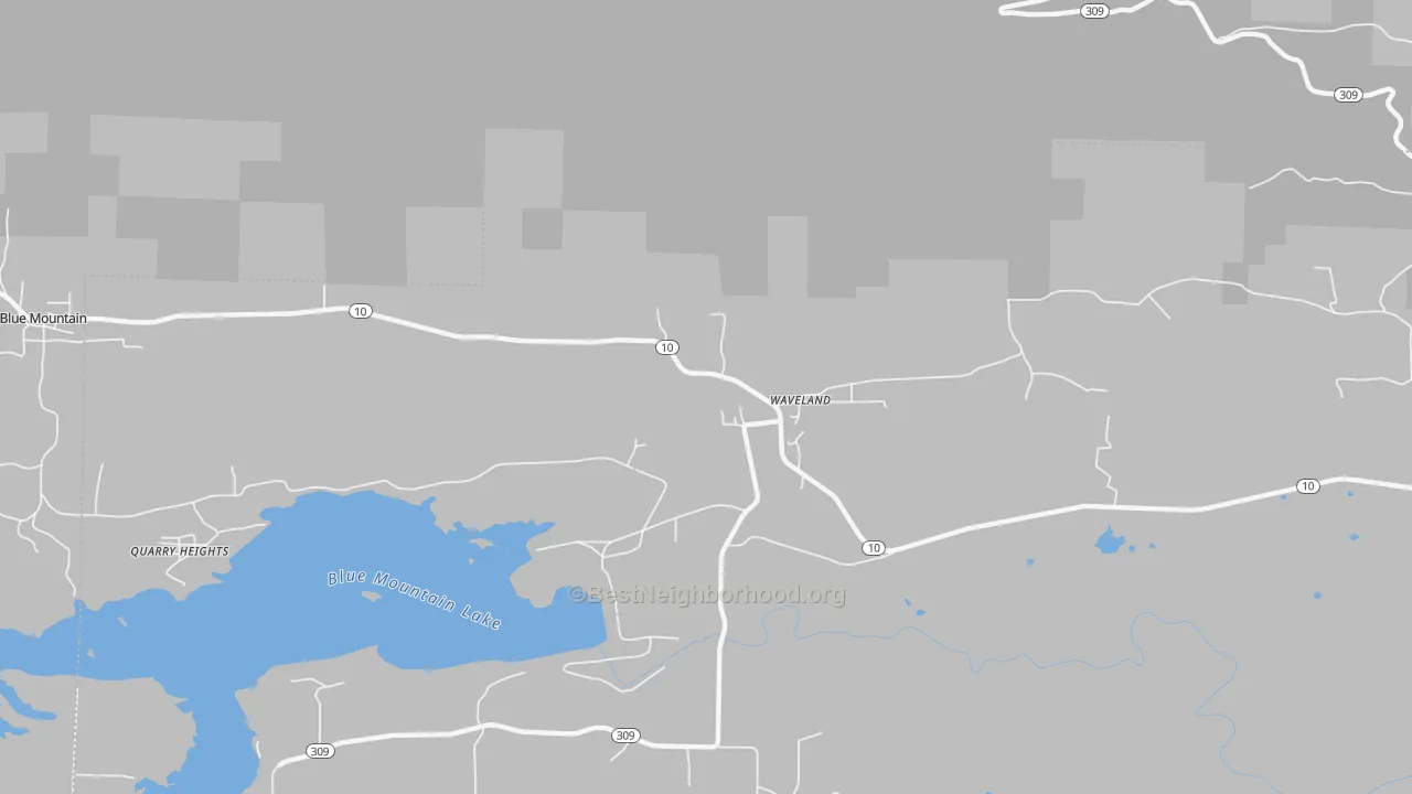 Transit Grade map of Waveland, AR