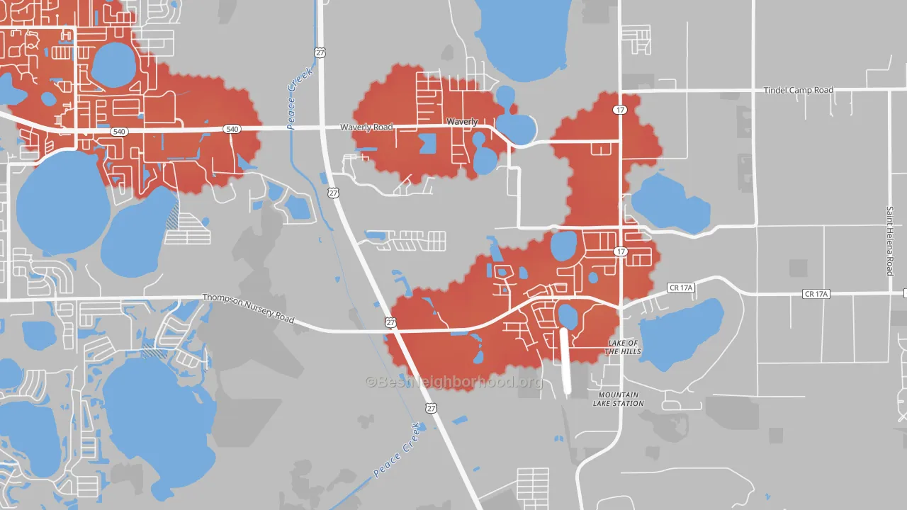 Transit Grade map of Waverly, FL