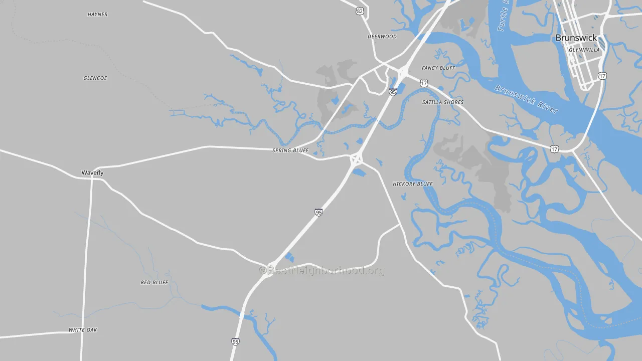 Transit Grade map of Waverly, GA