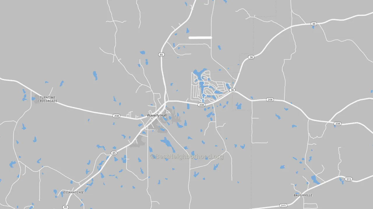 Transit Grade map of Waverly Hall, GA