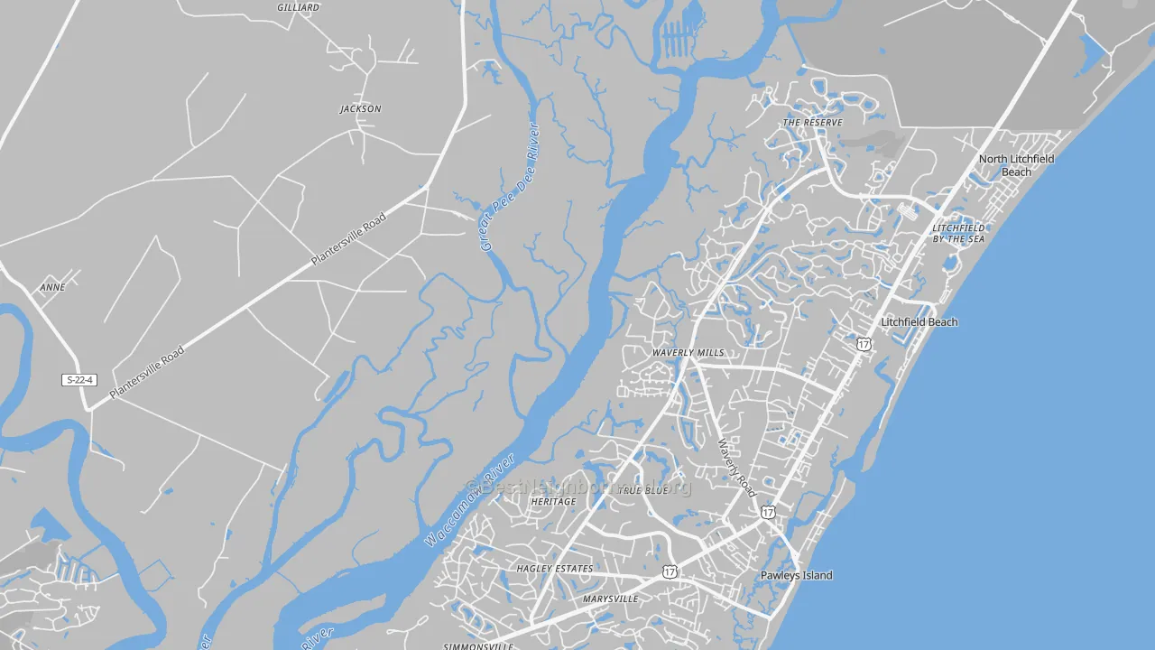 Transit Grade map of Waverly Mills, SC