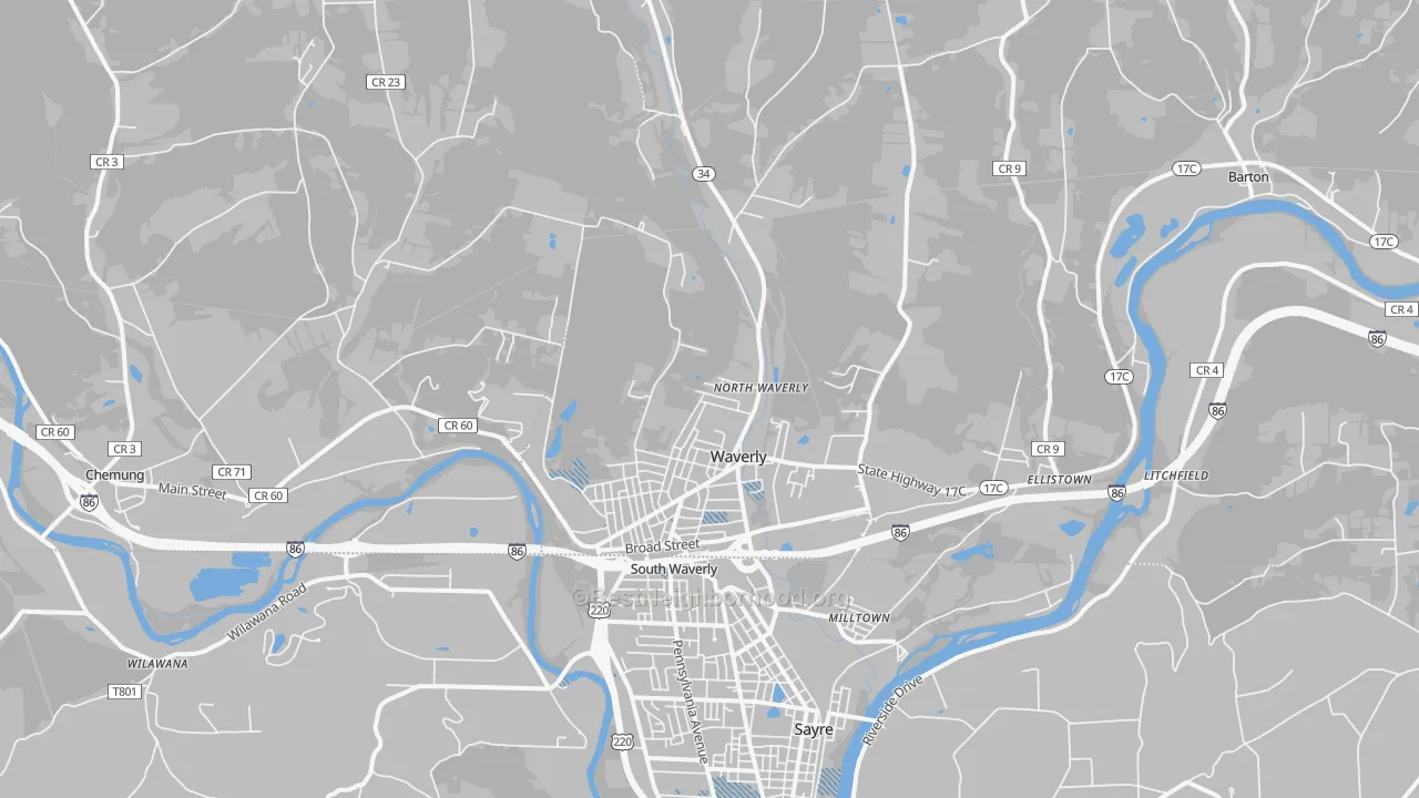 Transit Grade map of Waverly, NY