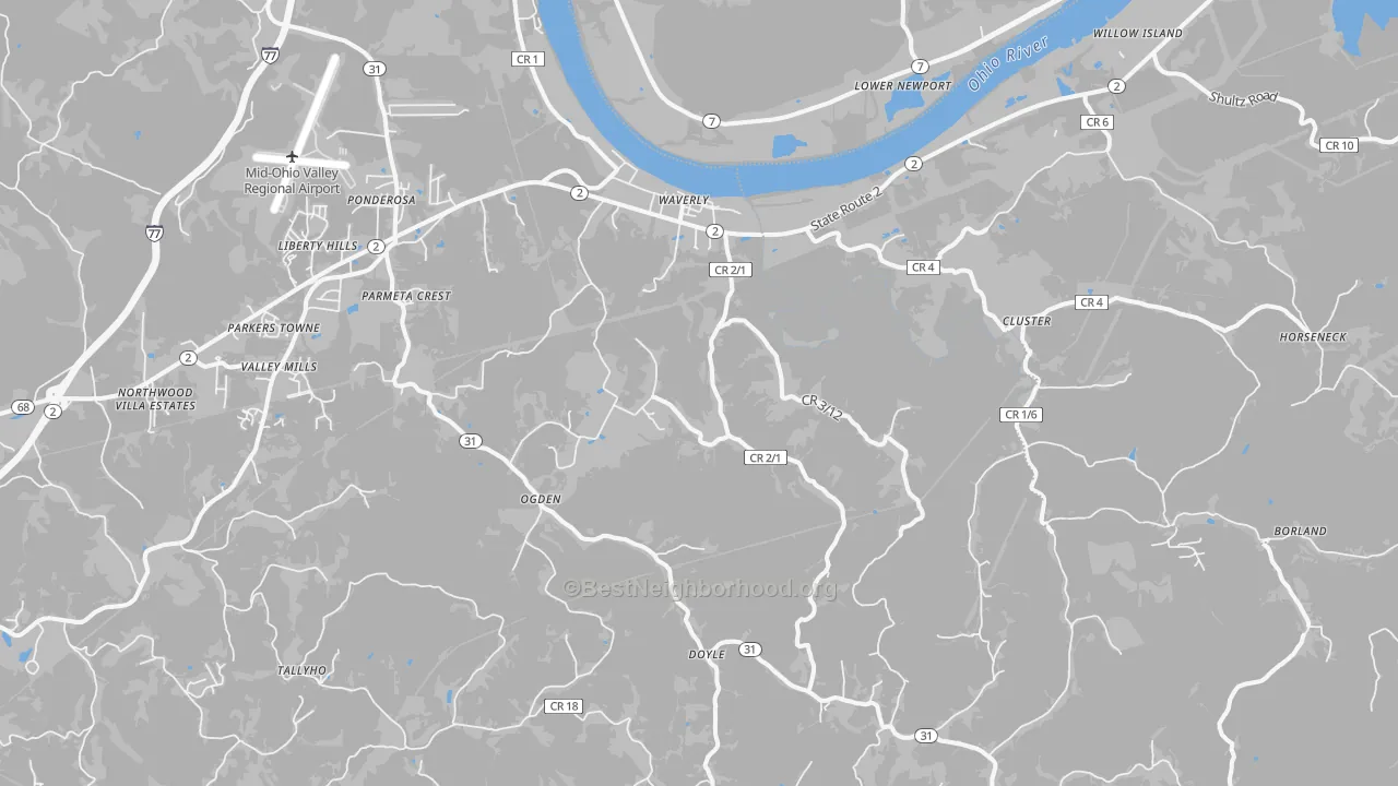Transit Grade map of Waverly, WV