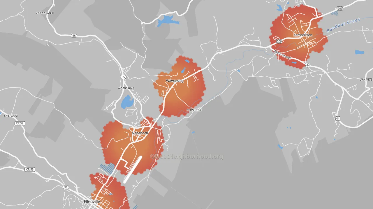 Transit Grade map of Wawarsing, NY