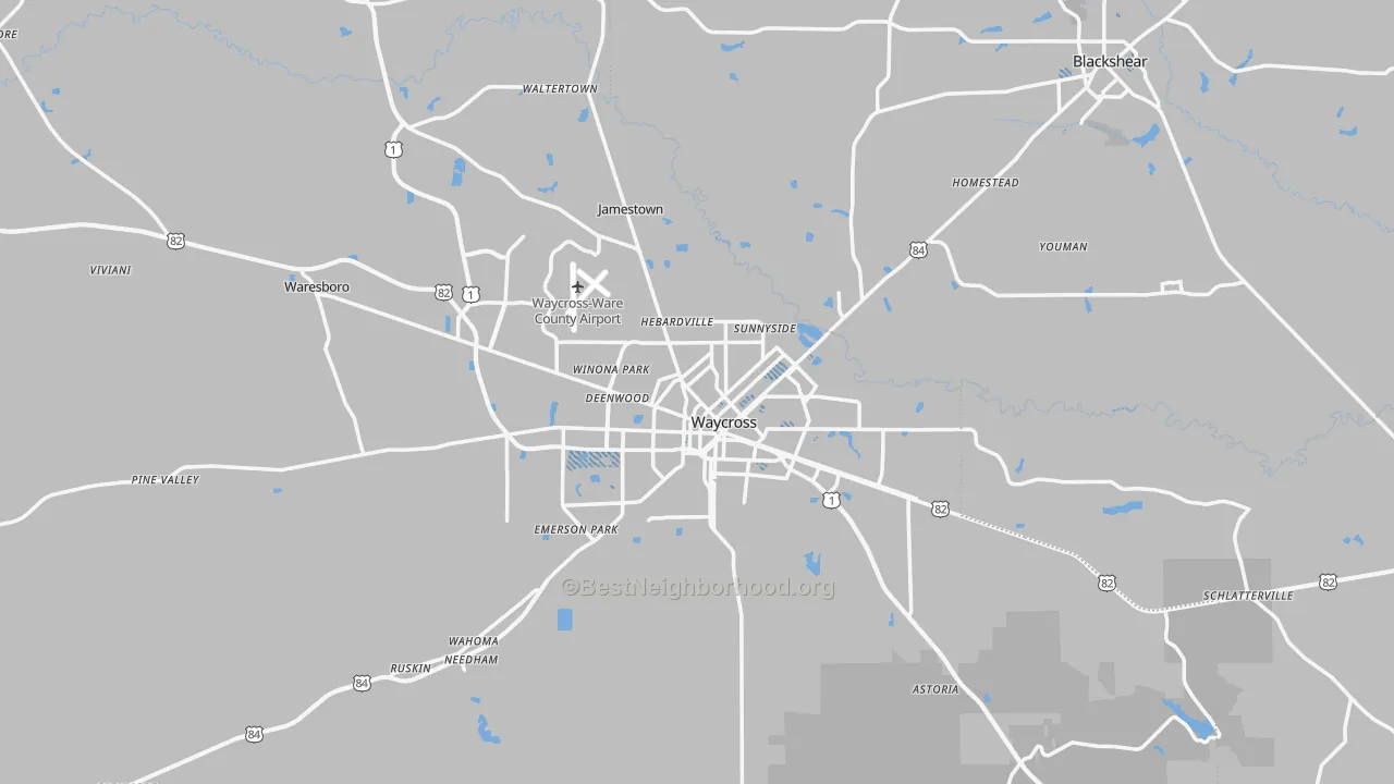 Transit Grade map of Waycross, GA
