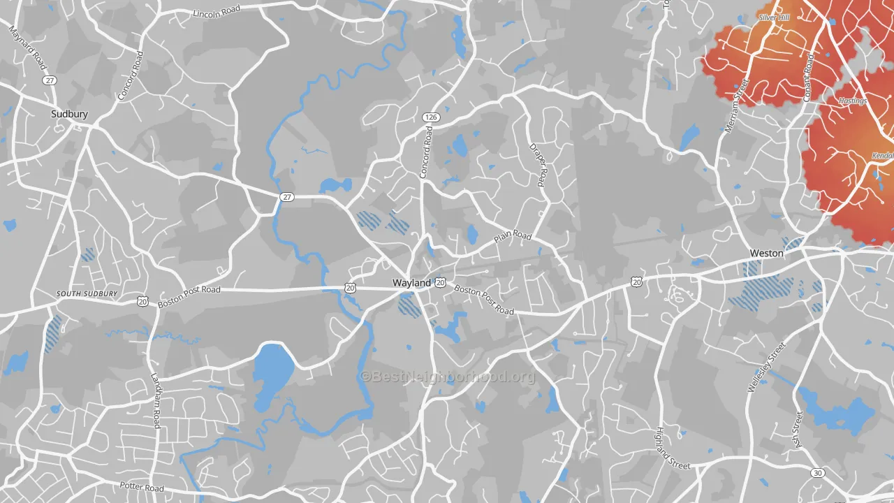 Transit Grade map of Wayland, MA