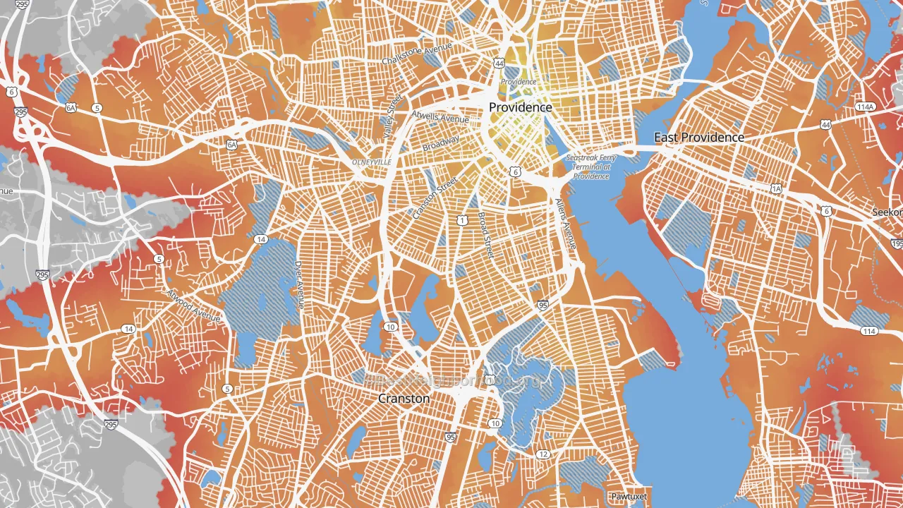 Transit Grade map of Wayland, Providence, RI