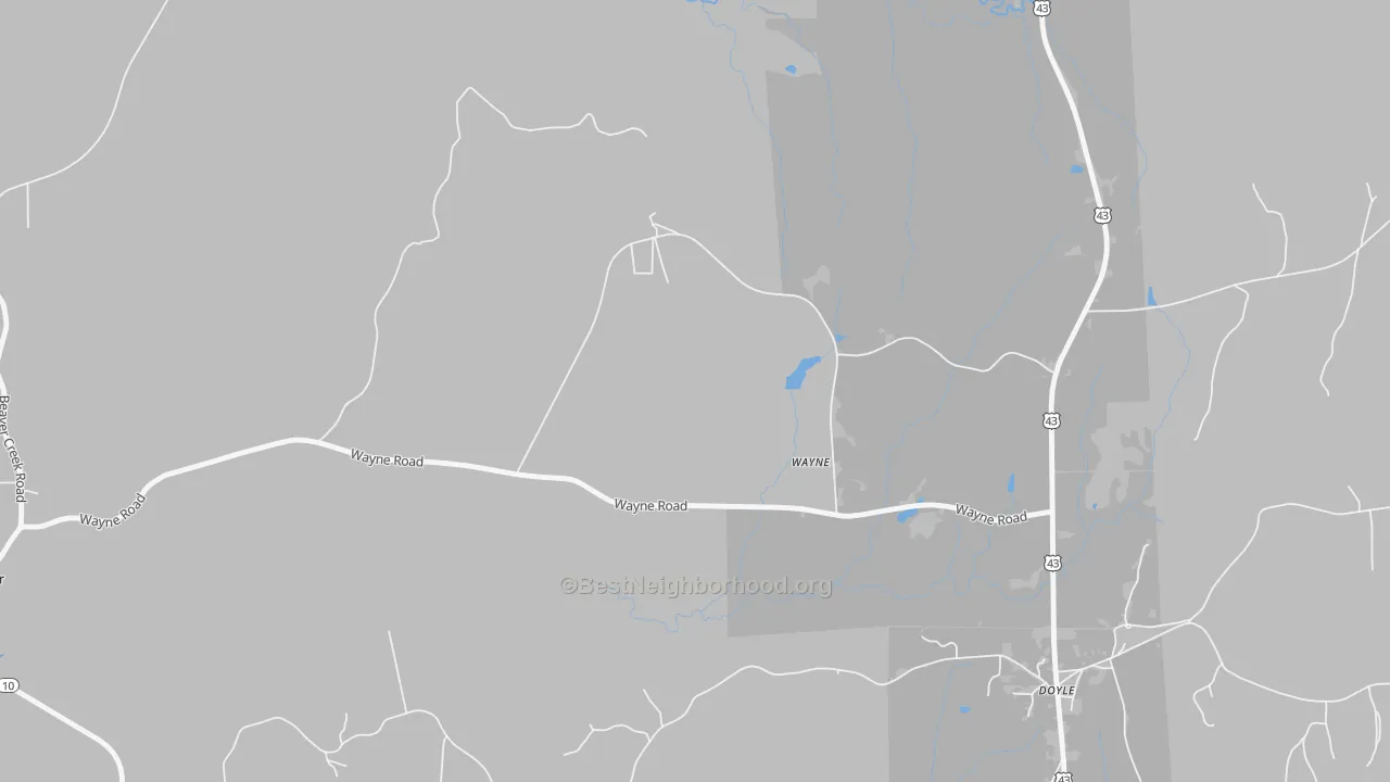 Transit Grade map of Wayne, AL