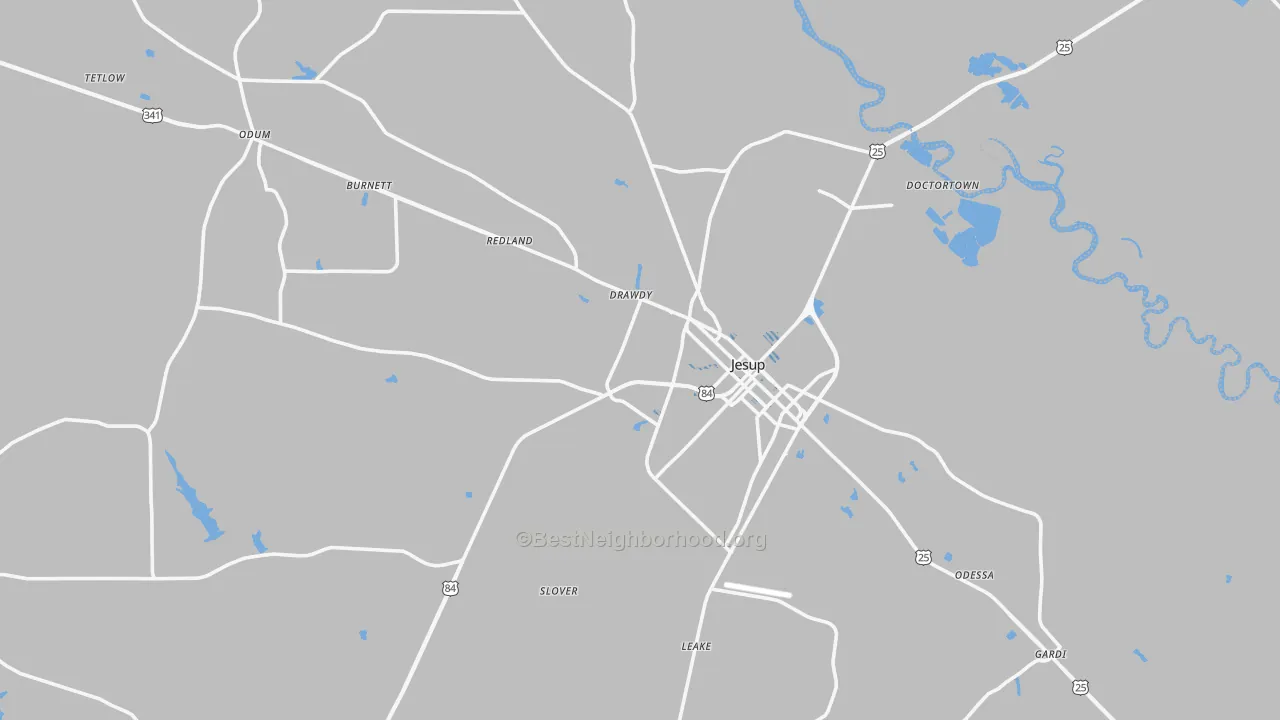 Transit Grade map of Wayne County, GA