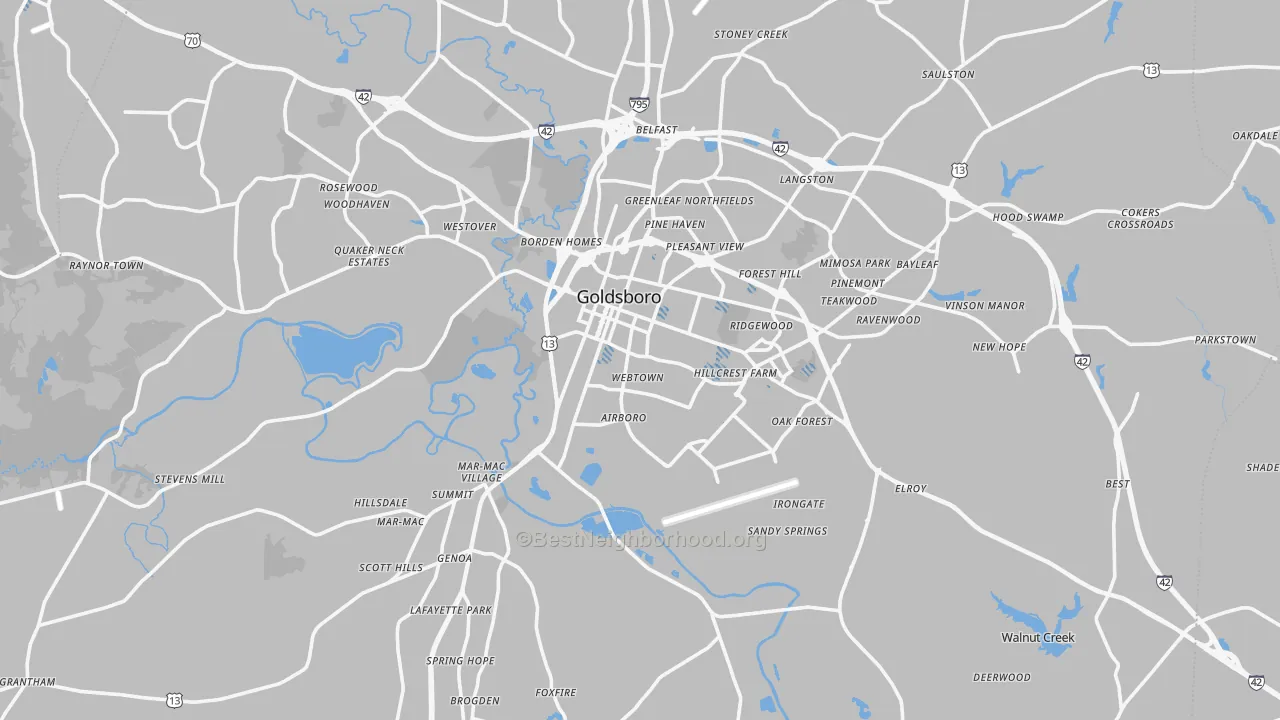 Transit Grade map of Wayne County, NC