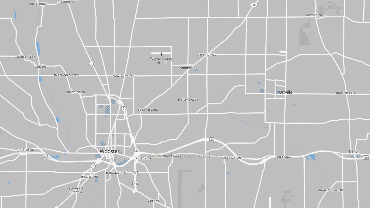 Transit Grade map of Wayne County, OH