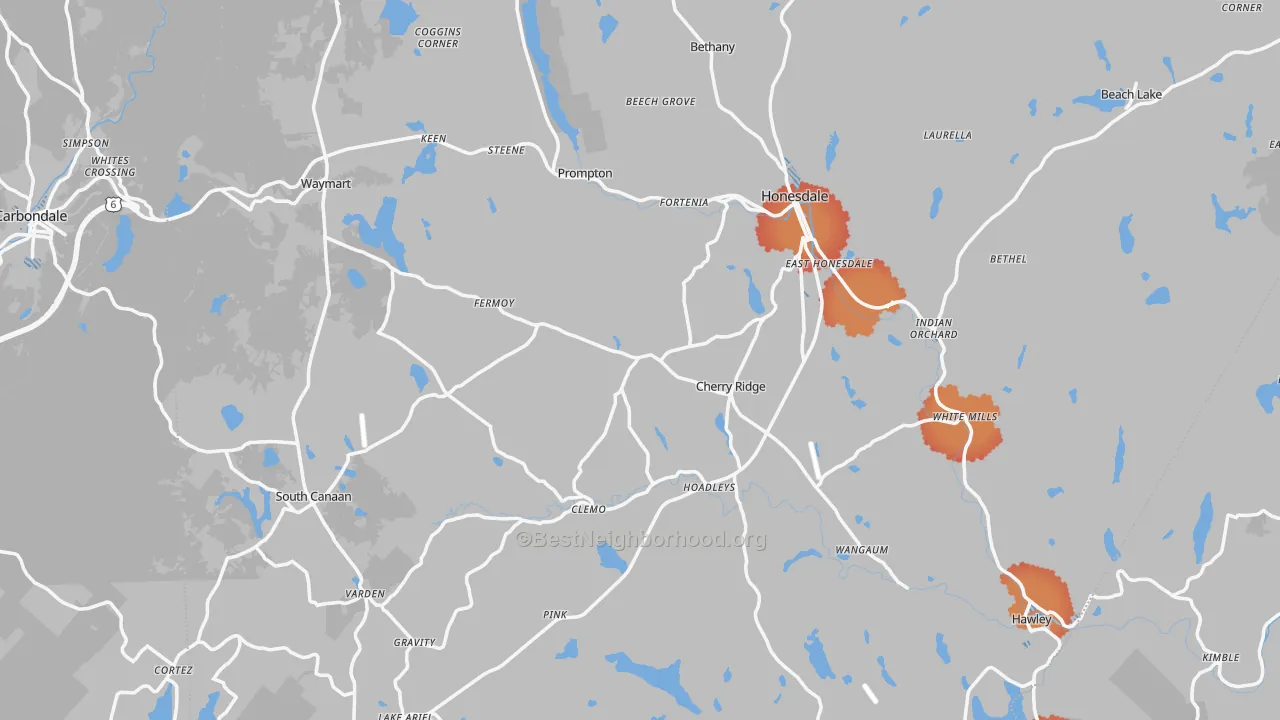 Transit Grade map of Wayne County, PA