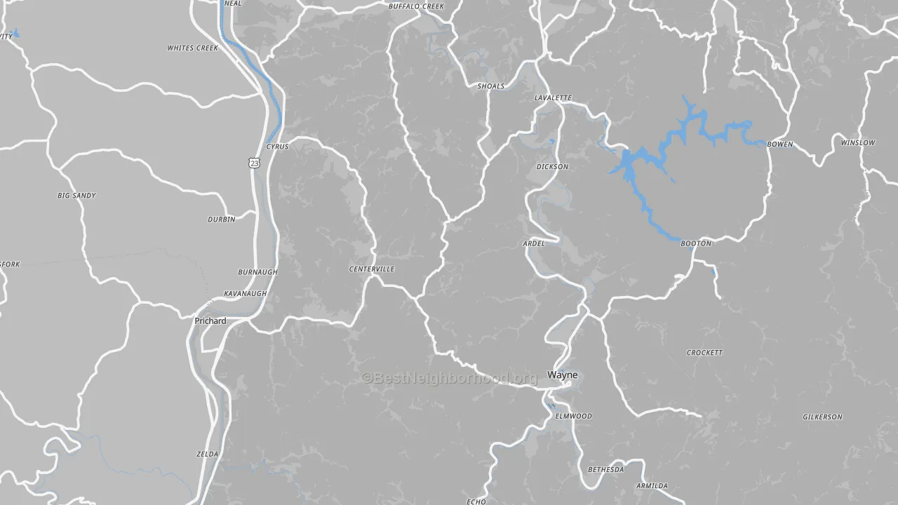 Transit Grade map of Wayne County, WV