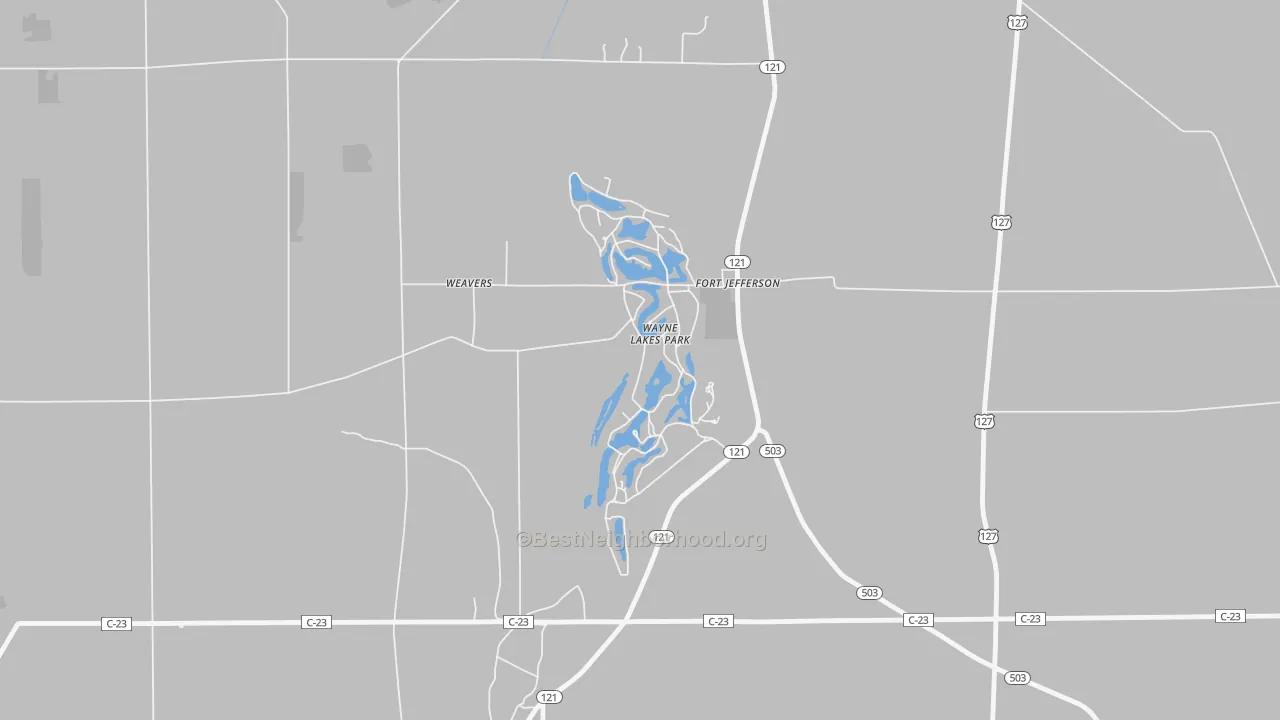 Transit Grade map of Wayne Lakes, OH