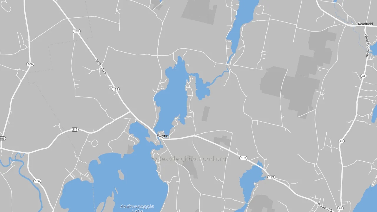Transit Grade map of Wayne, ME