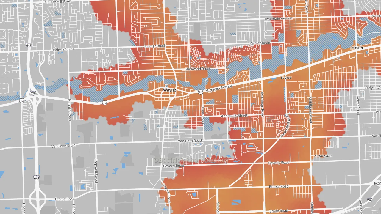 Transit Grade map of Wayne, MI