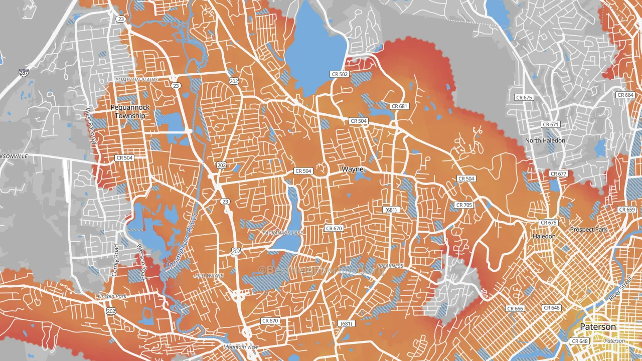 Transit Grade map of Wayne, NJ