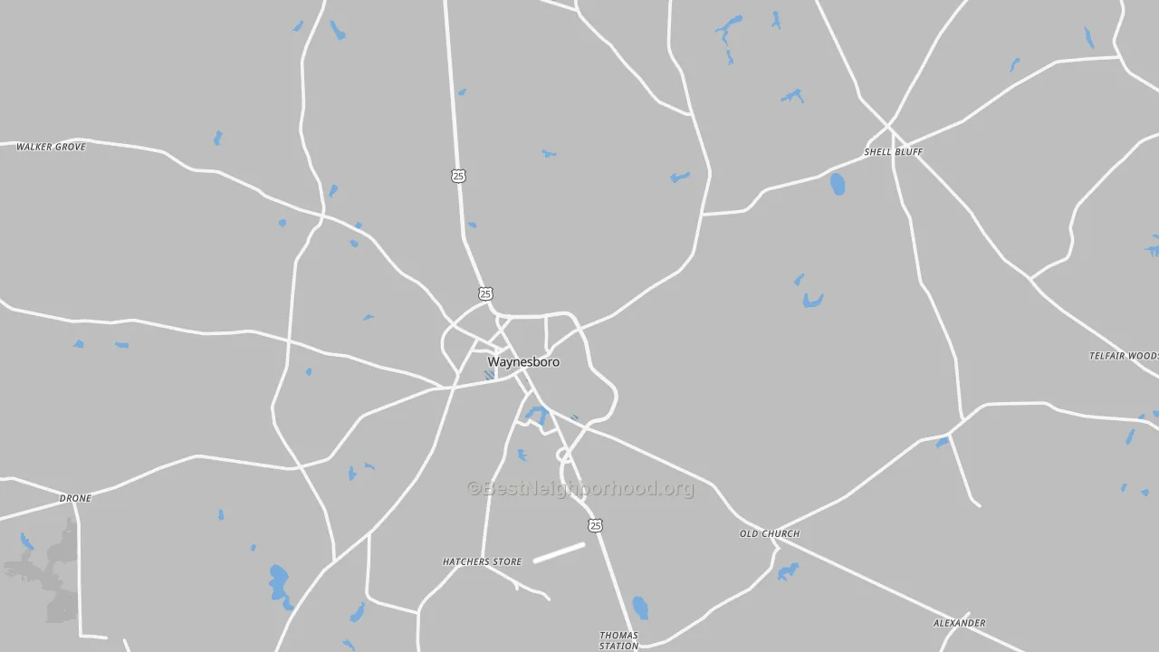 Transit Grade map of Waynesboro, GA