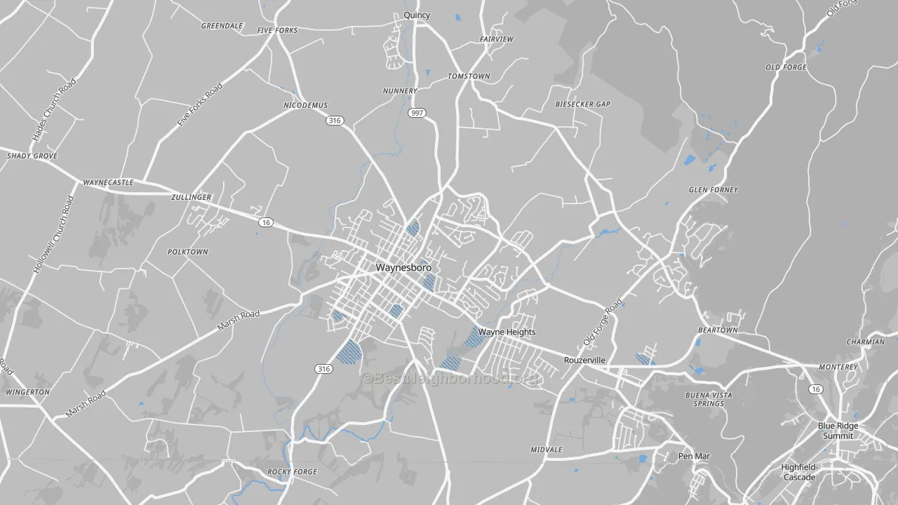 Transit Grade map of Waynesboro, PA