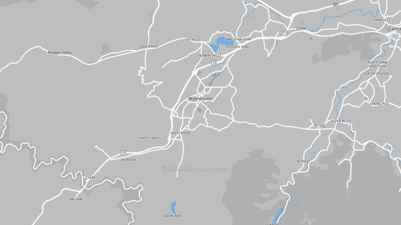 Transit Grade map of Waynesville, NC