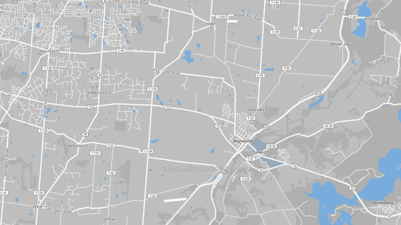 Transit Grade map of Waynesville, OH