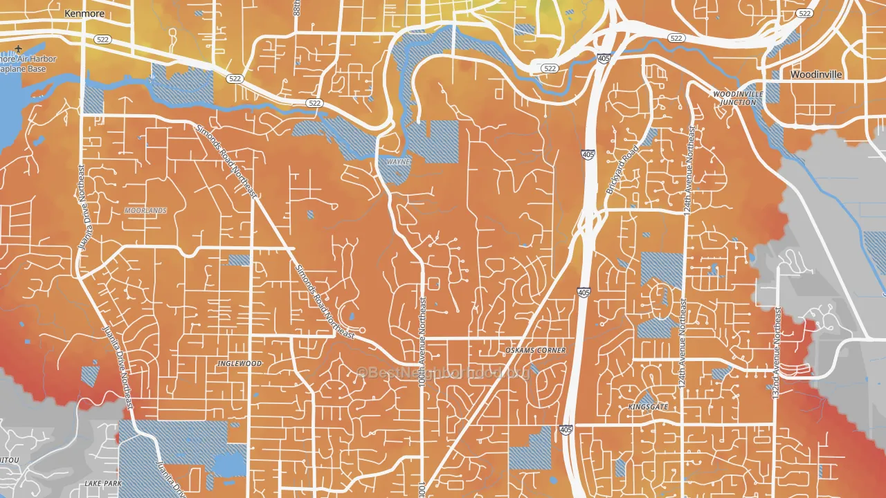 Transit Grade map of Waynita-Simonds-Norway Hill, Bothell, WA