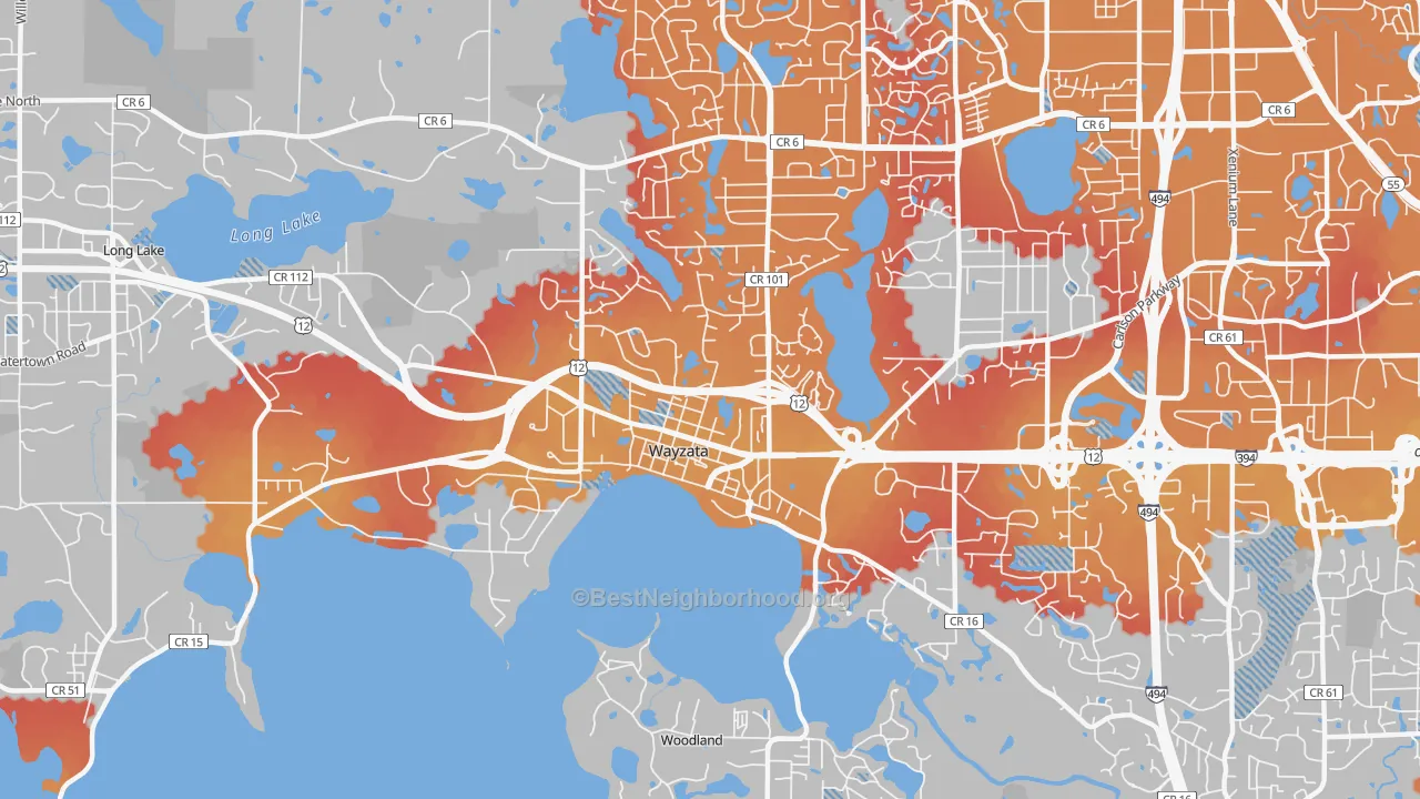 Transit Grade map of Wayzata, MN