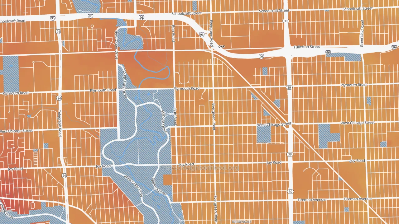 Transit Grade map of Weatherby, Detroit, MI