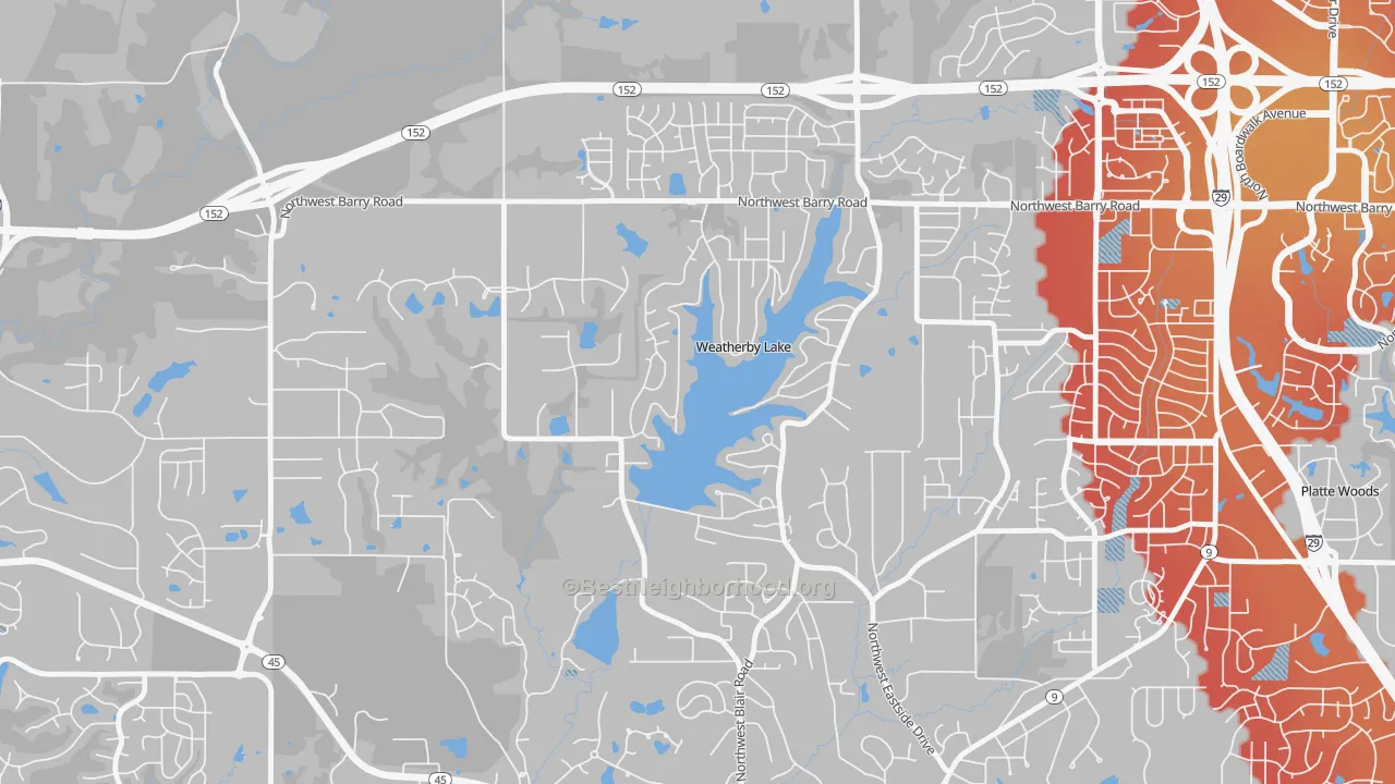 Transit Grade map of Weatherby Lake, MO