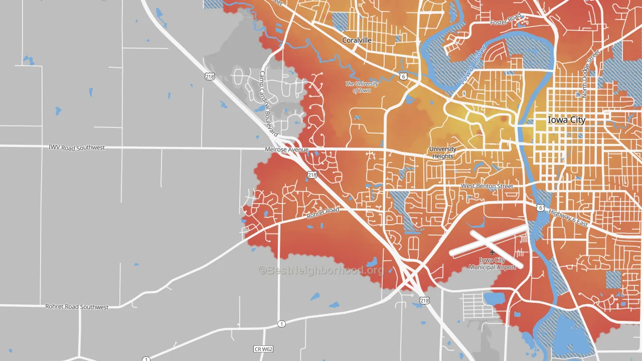 Transit Grade map of Weber, Iowa City, IA