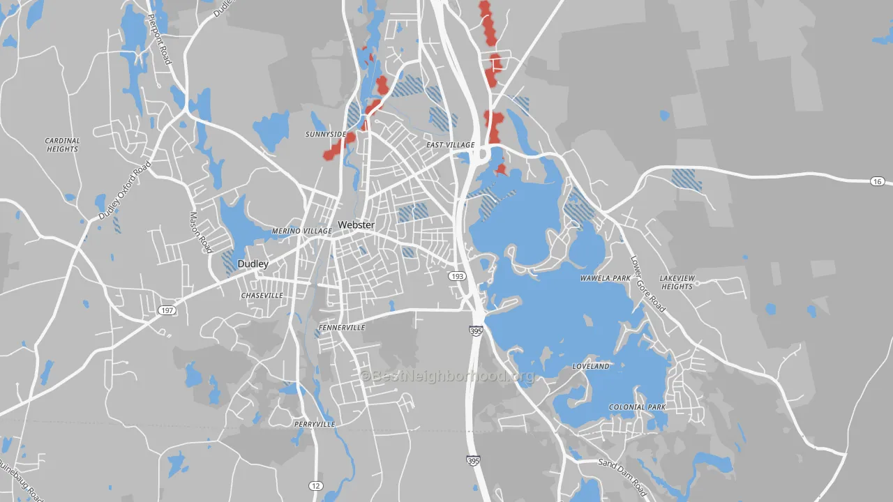 Transit Grade map of Webster, MA