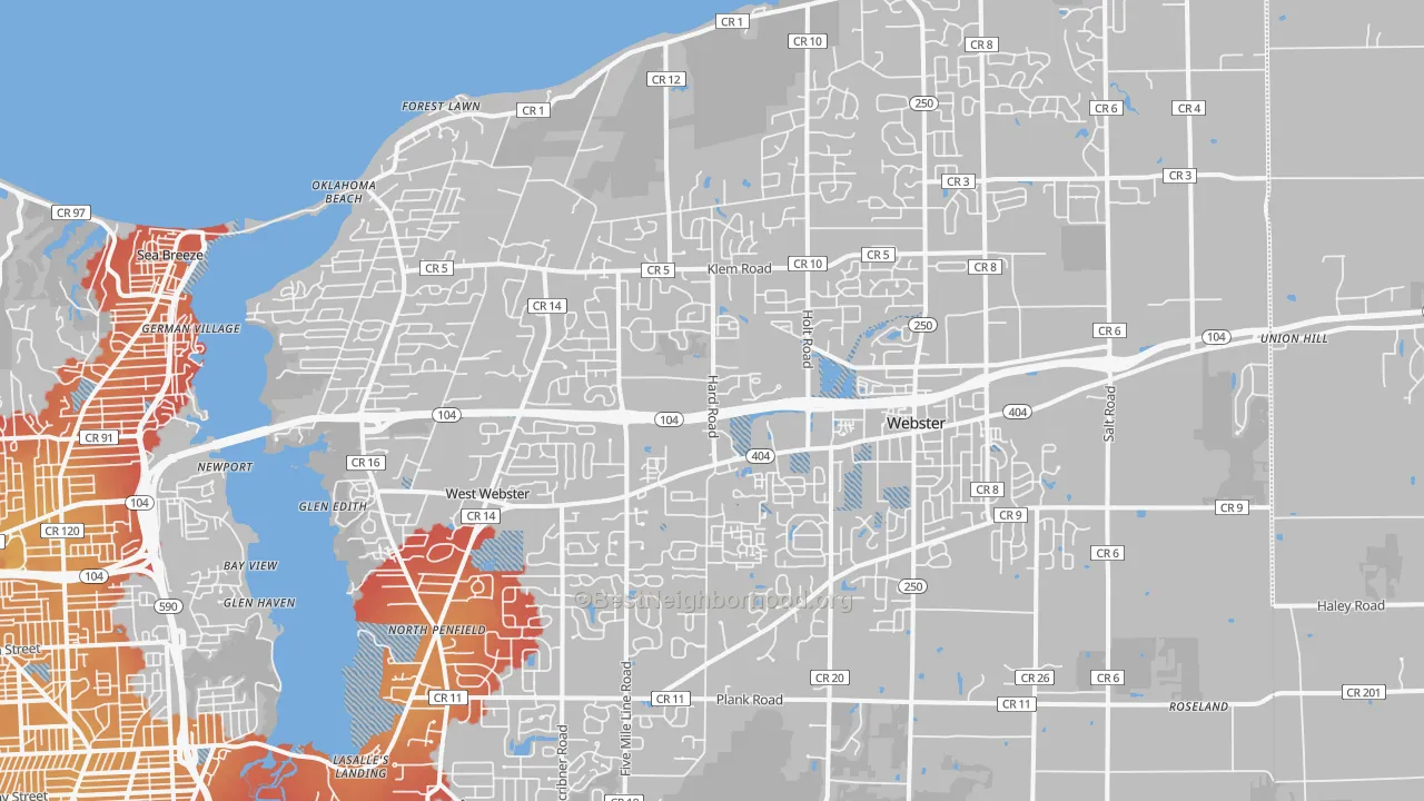 Transit Grade map of Webster, NY