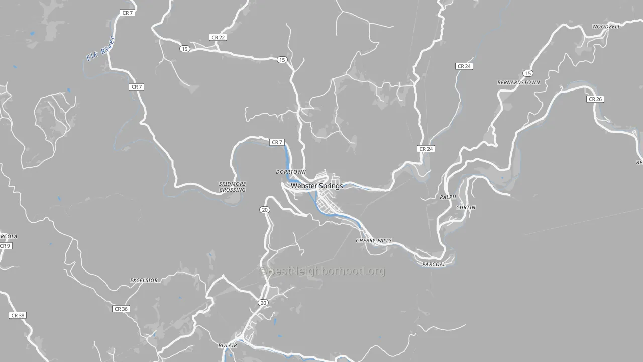 Transit Grade map of Webster Springs, WV