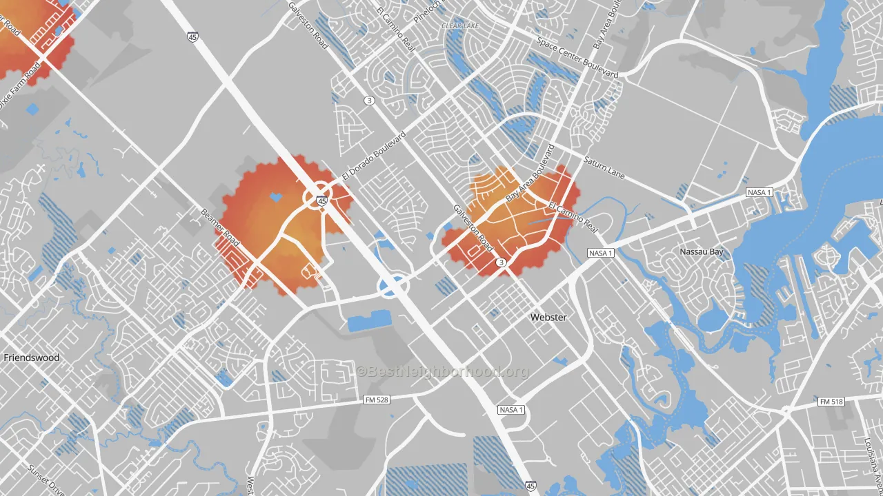 Transit Grade map of Webster, TX