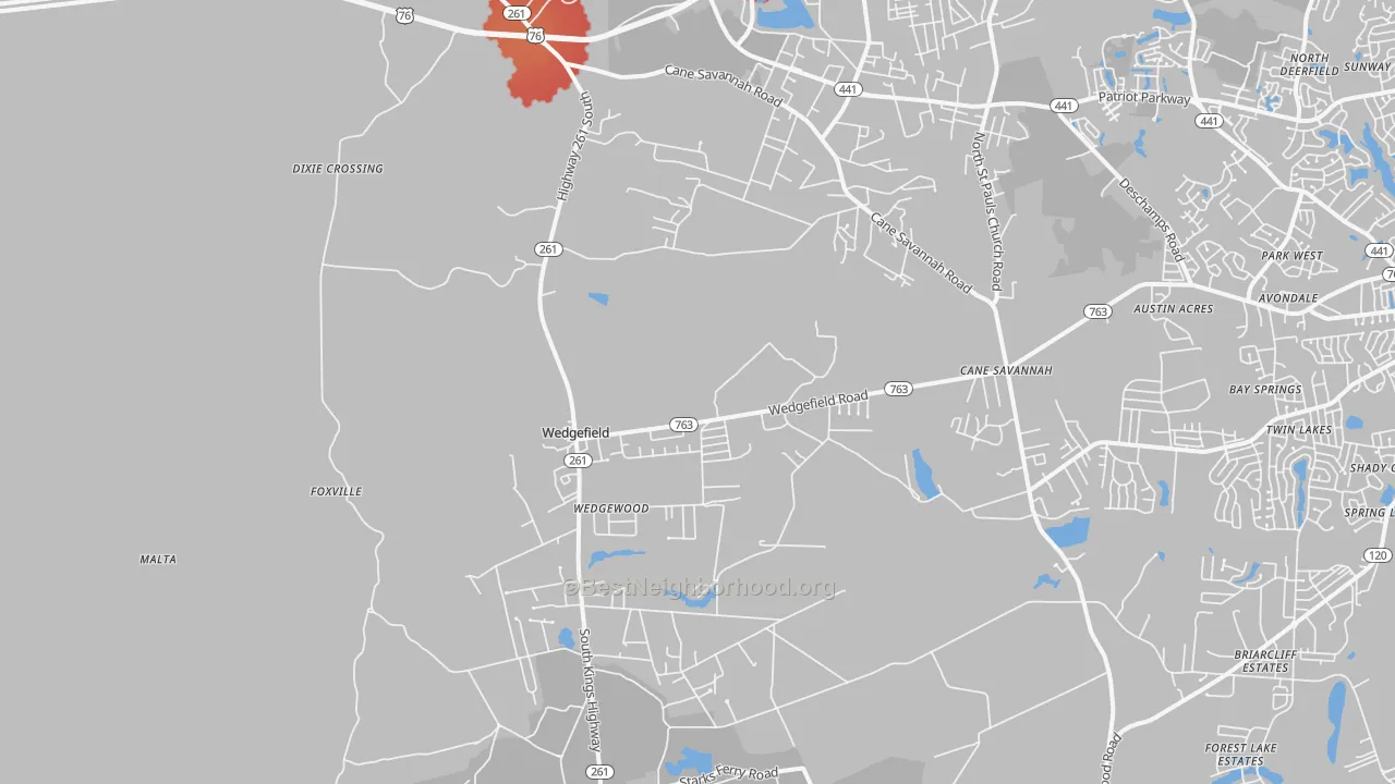 Transit Grade map of Wedgefield, SC