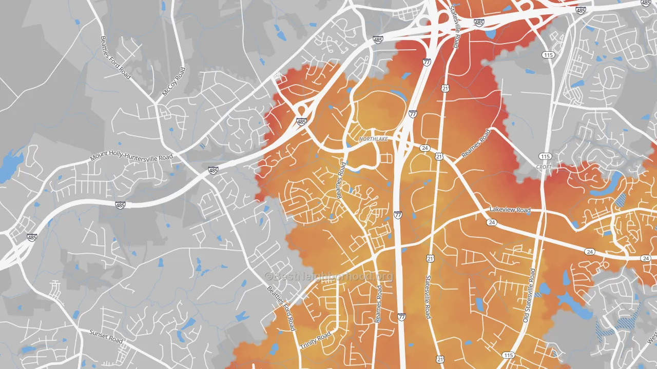 Transit Grade map of Wedgewood, Charlotte, NC