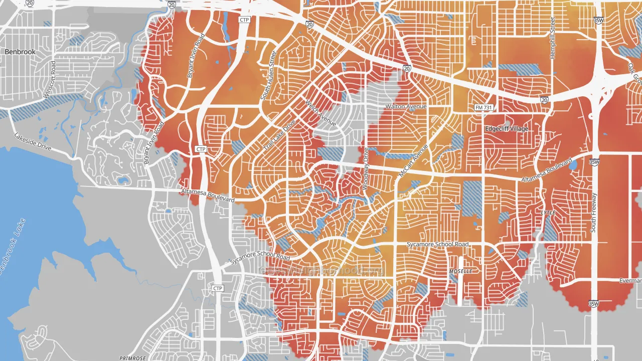 Transit Grade map of Wedgwood, Fort Worth, TX